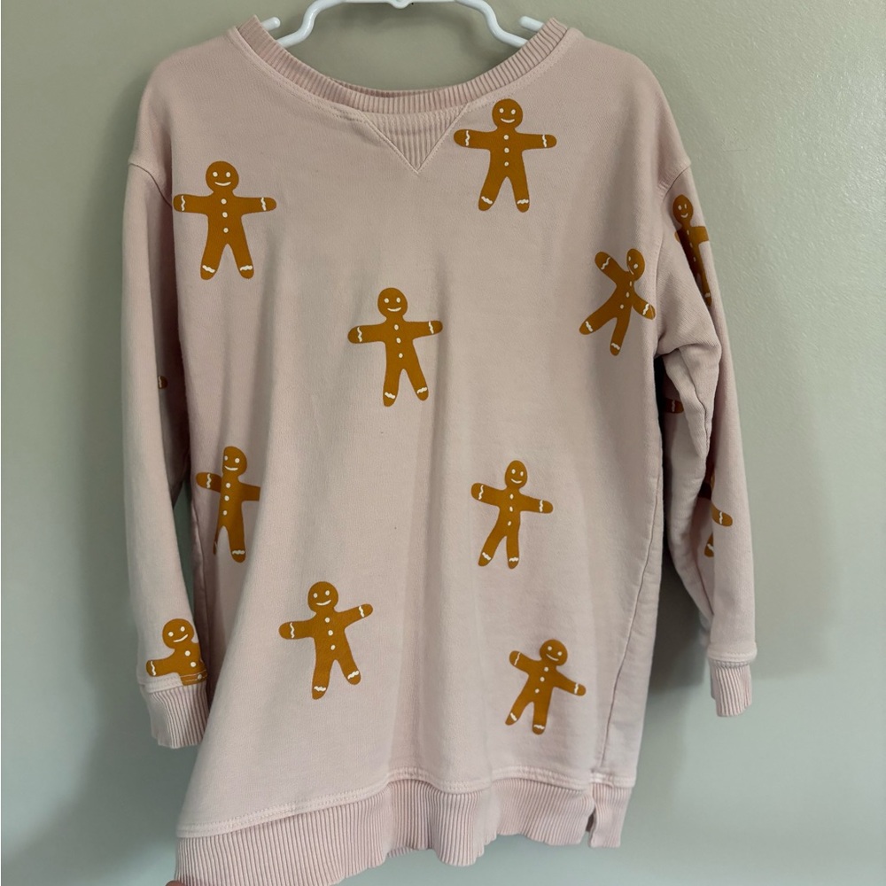 Gingerbread Print Kids Sweatshirt - Pink